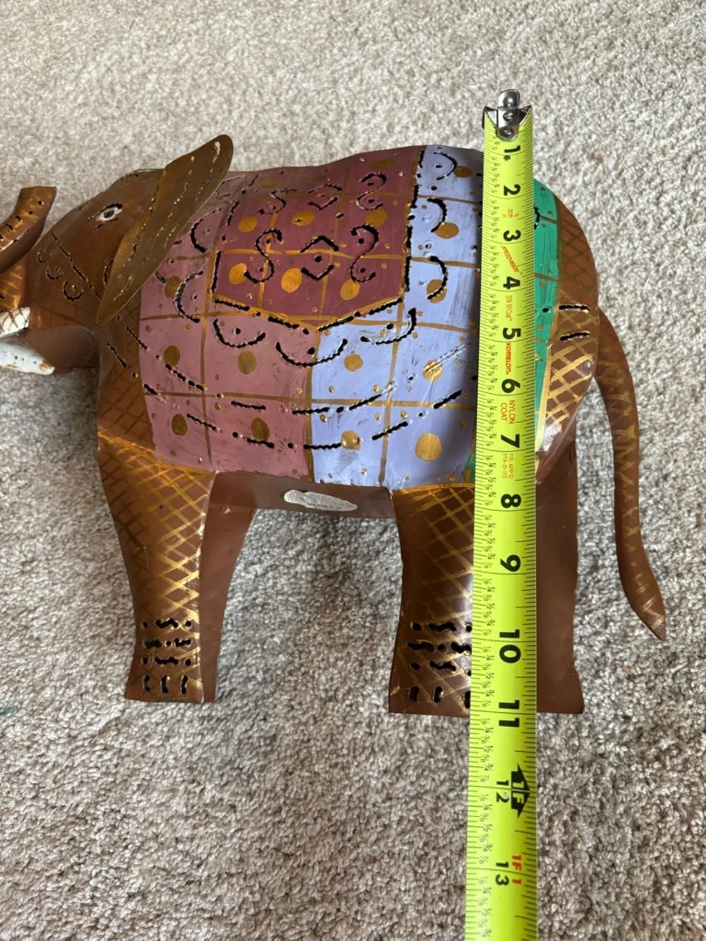 Pier 1 Imports India Metal Decorated Metal Elephant Tea Candle Holder Lantern